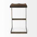 Kiran 17L x 17W x 30H Medium Brown Wood W Antique Nickel Finished Metal Frame Bar Stool - Default Title