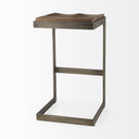 Kiran 17L x 17W x 30H Medium Brown Wood W Antique Nickel Finished Metal Frame Bar Stool - Default Title