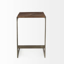 Kiran 17L x 17W x 26H Medium Brown Wood W Antique Nickel Finished Metal Frame Counter Stool - Default Title