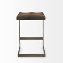 Kiran 17L x 17W x 26H Medium Brown Wood W Antique Nickel Finished Metal Frame Counter Stool - Default Title