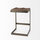 Kiran 17L x 17W x 26H Medium Brown Wood W Antique Nickel Finished Metal Frame Counter Stool - Default Title