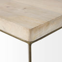 Faye Set of 2 19L x 19W x 26H Beige Finished Wood W Gold Metal Base Accent Tables - Default Title