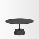 Maxwell 34L x 34W x 16H Dark Brown Wood W Black Metal Pedestal Base Round Coffee Table - Default Title