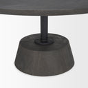 Maxwell 34L x 34W x 16H Dark Brown Wood W Black Metal Pedestal Base Round Coffee Table - Default Title