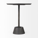 Maxwell 20 Round Dark Brown Wood w Black Metal Pedestal Side Table - Default Title