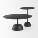 Maxwell 20 Round Dark Brown Wood w Black Metal Pedestal Side Table - Default Title