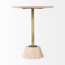 Maxwell 20 Round Light Brown Wood w Gold Metal Pedestal Side Table - Default Title