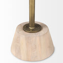 Maxwell 20 Round Light Brown Wood w Gold Metal Pedestal Side Table - Default Title