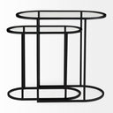 Celine 242 L x 126 W x 224 H Set of Two BlackSilver Metal and Glass Nesting Accent Tables - Default Title