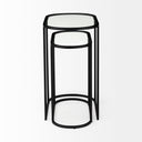 Celine 242 L x 126 W x 224 H Set of Two BlackSilver Metal and Glass Nesting Accent Tables - Default Title