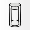 Celine 242 L x 126 W x 224 H Set of Two BlackSilver Metal and Glass Nesting Accent Tables - Default Title
