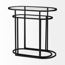 Celine 242 L x 126 W x 224 H Set of Two BlackSilver Metal and Glass Nesting Accent Tables - Default Title