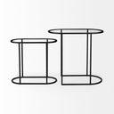 Celine 242 L x 126 W x 224 H Set of Two BlackSilver Metal and Glass Nesting Accent Tables - Default Title