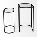 Celine 242 L x 126 W x 224 H Set of Two BlackSilver Metal and Glass Nesting Accent Tables - Default Title