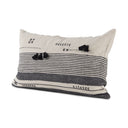 Thalia 13L x 21W Black and Beige Fabric Striped and Fringed Decorative Pillow Cover - Default Title