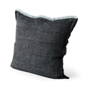 Malia 20L x 20W Black and Teal Fabric Fringed Pillow Cover - Default Title