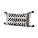 Kimia 14L x 26W White and Black Fabric Herringbone and Fringed Decorative Pillow Cover - Default Title