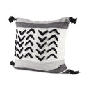 Kimia 20L x 20W White and Black Fabric Herringbone and Fringed Decorative Pillow Cover - Default Title