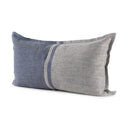 Aubrielle 14L x 26W Gray and Blue Fabric Color Blocked Decorative Pillow Cover - Default Title