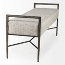 Charlotte 550L Gray Herringbone Fabric Seat w Antique Nickel Metal Frame Bench - Default Title