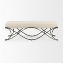 Ayla 55L x 176W x 18H Cream Fabric Seat W Antique Nickel Frame Bench - Default Title