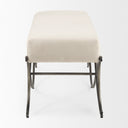 Ayla 55L x 176W x 18H Cream Fabric Seat W Antique Nickel Frame Bench - Default Title