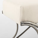 Ayla 55L x 176W x 18H Cream Fabric Seat W Antique Nickel Frame Bench - Default Title