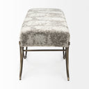 Ayla 55L x 176W x 18H Light and Dark Gray Fabric Seat W Antique Gold Metal Frame Bench - Default Title