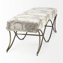 Ayla 55L x 176W x 18H Light and Dark Gray Fabric Seat W Antique Gold Metal Frame Bench - Default Title