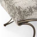 Ayla 55L x 176W x 18H Light and Dark Gray Fabric Seat W Antique Gold Metal Frame Bench - Default Title