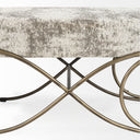 Ayla 55L x 176W x 18H Light and Dark Gray Fabric Seat W Antique Gold Metal Frame Bench - Default Title