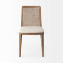 Clara Light Brown Wood W Cream Fabric Seat and Cane Back Armless Dining Chair - Default Title