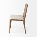 Clara Light Brown Wood W Cream Fabric Seat and Cane Back Armless Dining Chair - Default Title