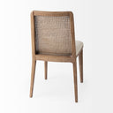 Clara Light Brown Wood W Cream Fabric Seat and Cane Back Armless Dining Chair - Default Title