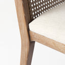Clara Light Brown Wood W Cream Fabric Seat and Cane Back Armless Dining Chair - Default Title
