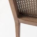 Clara Light Brown Wood W Cream Fabric Seat and Cane Back Armless Dining Chair - Default Title