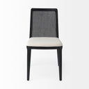 Clara Black Wood W Cream Fabric Seat and Cane Back Armless Dining Chair - Default Title