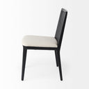 Clara Black Wood W Cream Fabric Seat and Cane Back Armless Dining Chair - Default Title