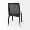 Clara Black Wood W Cream Fabric Seat and Cane Back Armless Dining Chair - Default Title