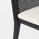 Clara Black Wood W Cream Fabric Seat and Cane Back Armless Dining Chair - Default Title