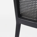 Clara Black Wood W Cream Fabric Seat and Cane Back Armless Dining Chair - Default Title