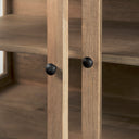Arelius 36L x 18W x 32H Light Brown Wood Black Metal Base w 2 Glass Doors Accent Cabinet - Default Title