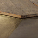 Esagono Octagonal Gold Metal-Clad Reclaimed Wood Coffee Table w Storage - Default Title