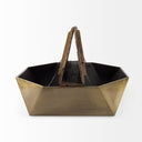 Esagono Octagonal Gold Metal-Clad Reclaimed Wood Coffee Table w Storage - Default Title