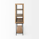 Arelius 36L x 1875W x 63H Light Brown Wood W Black Metal Base Display Cabinet - Default Title
