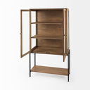 Arelius 36L x 1875W x 63H Light Brown Wood W Black Metal Base Display Cabinet - Default Title