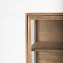 Arelius 36L x 1875W x 63H Light Brown Wood W Black Metal Base Display Cabinet - Default Title
