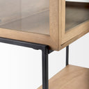 Arelius 36L x 1875W x 63H Light Brown Wood W Black Metal Base Display Cabinet - Default Title