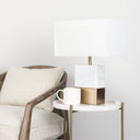 Stella 17L x 17W White Round Marble Top WGold Base Accent Table - Default Title