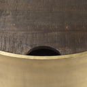 Eclipse Antique Brass Metal Drum Base w Dark Brown Wood Top Nested Coffee Table - Default Title